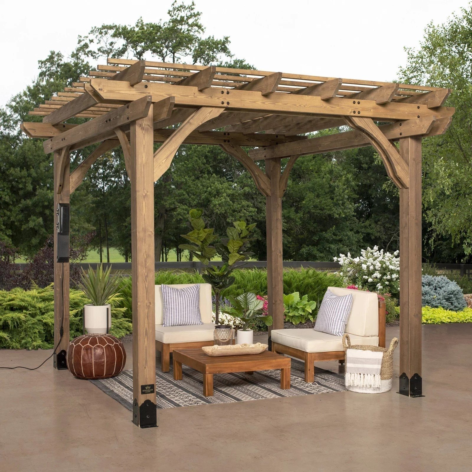 10x10-Fairhaven-Rustic_9b92b479-c42f-46d3-90e1-5af17205957f-3-scaled-1-1.jpg Fairhaven Pergola Rustic Finish 10 x 10 - Image 1