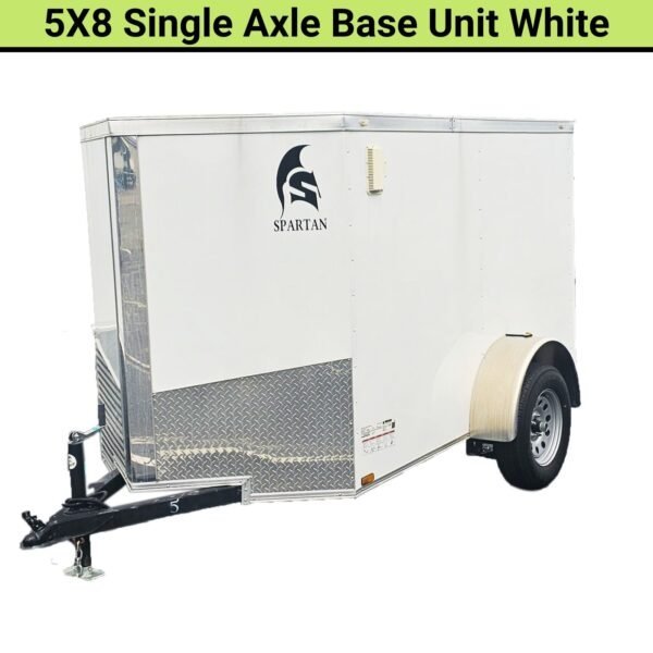 5X8_SA_BASE_WHITE-600x600-1.jpg Spartan 5X8 Single Axle Cargo Trailer | White | SP5X8SA - Image 1