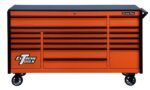 Scratch & Dent, Extreme Tools DX Series 72″ x 21″ Triple Bank Roller Cabinet, 17 Drawers – Orange/Black Showroom Demo