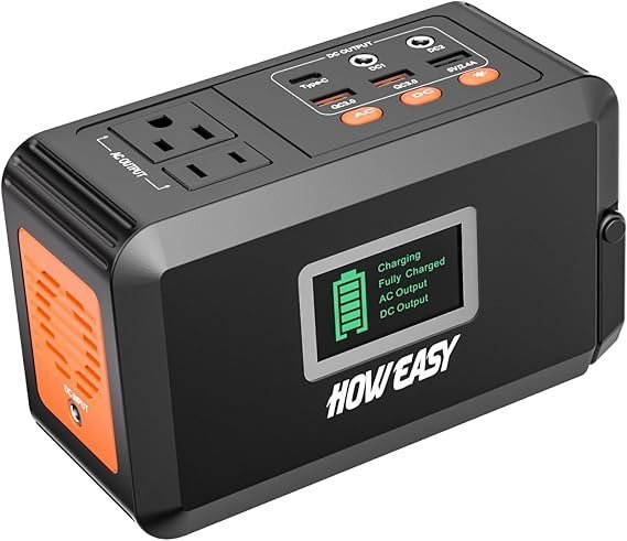 61x8jvx2NL._AC_SX569_.jpg HOWEASY Portable Power Station,120W(240W Peak) Solar Generator,88Wh Lithium Battery Power with 110V AC Outlet/DC/USB/LED Light for Outdoor Camping Trip Hunting Emergency(Solar Panel Optional) - Image 1