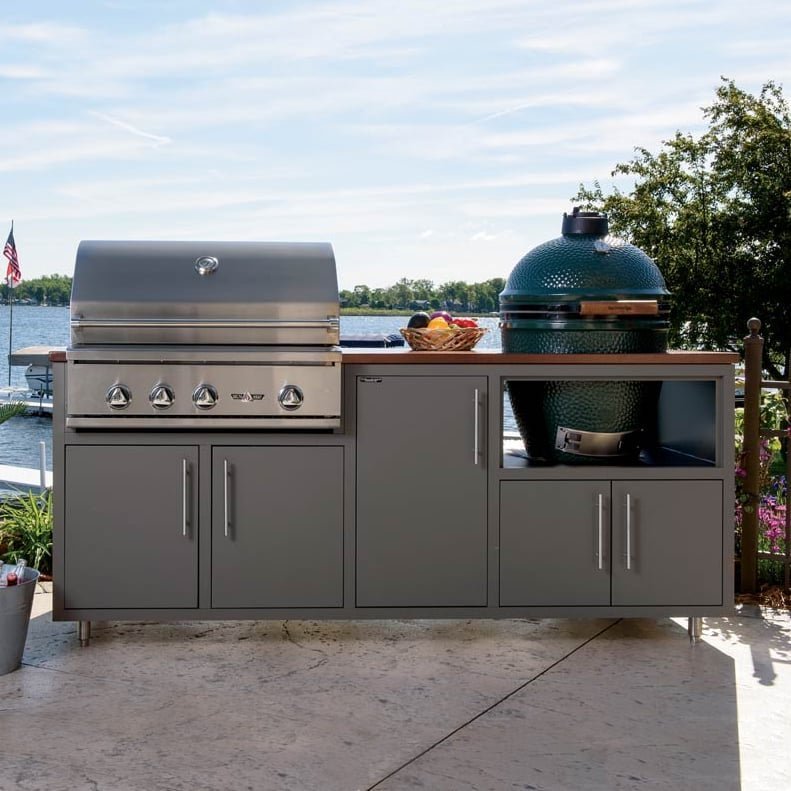 83in-Challenger-Grill-Cart.jpg Challenger Designs 83″ Kamado Grill & Built-in Grill Outdoor Kitchen Island - Image 1