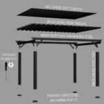16×12 Stratford Traditional Steel Pergola with Sail Shade - Image 5