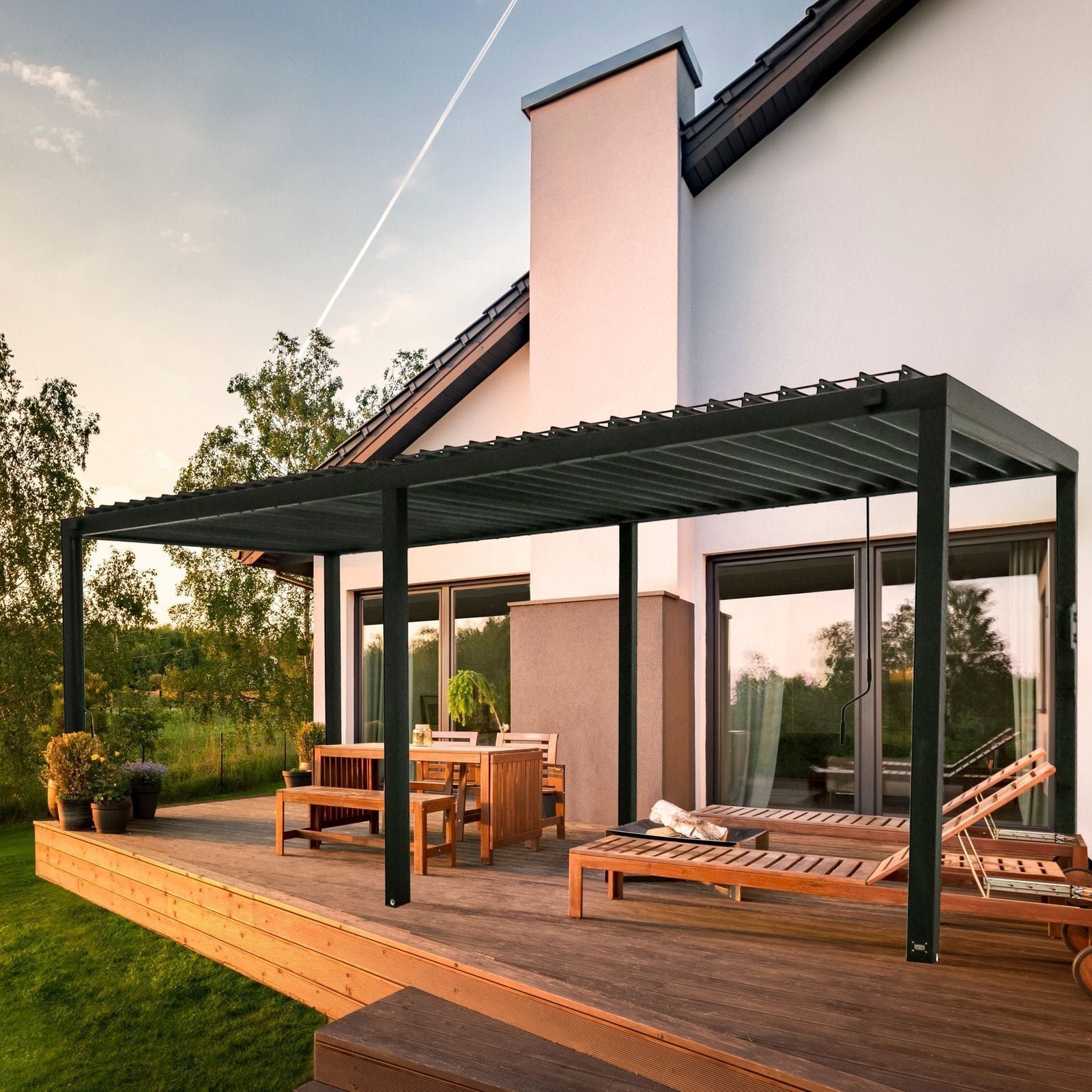 AYW-0049.1-1.jpg 20×10 Sarasota Steel Louvered Pergola - Image 1