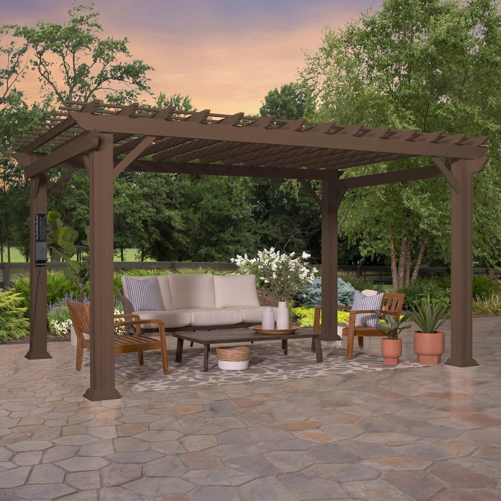 Ashford-14x10-1-scaled-1.jpg 14×10 Ashford Traditional Steel Pergola With Sail Shade Soft Canopy - Image 1
