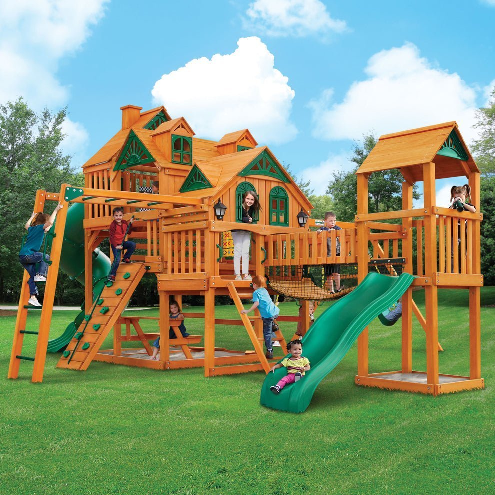 IMAGE02-LIFESTYLE_776ff681-0a31-43f8-a90e-39400f7a08bb.jpg Gorilla Playsets Amber 23’W x 23’D x 13’H Everest Elite Swing Set - Image 1