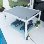12×10 Windham Modern Steel Pergola With Sail Shade Soft Canopy - Image 10