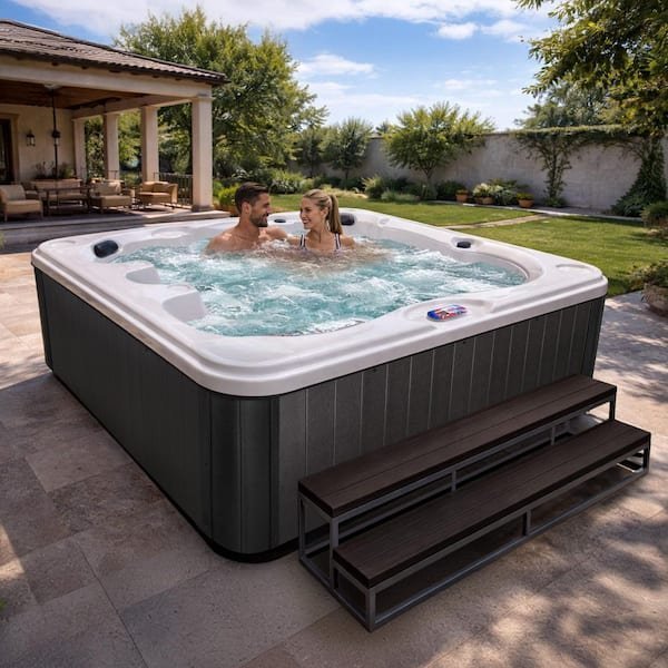 american-spas-hot-tubs-amz740b-64_600.jpg American Spas 7-Person 40-Jet Premium Acrylic Bench Spa Standard Hot Tub with Ozonator and 5.5kW Heater - Image 1