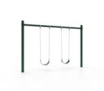 5 Inch Single Post Swing Frame, 4 Swings / No Seat or Chains / Green