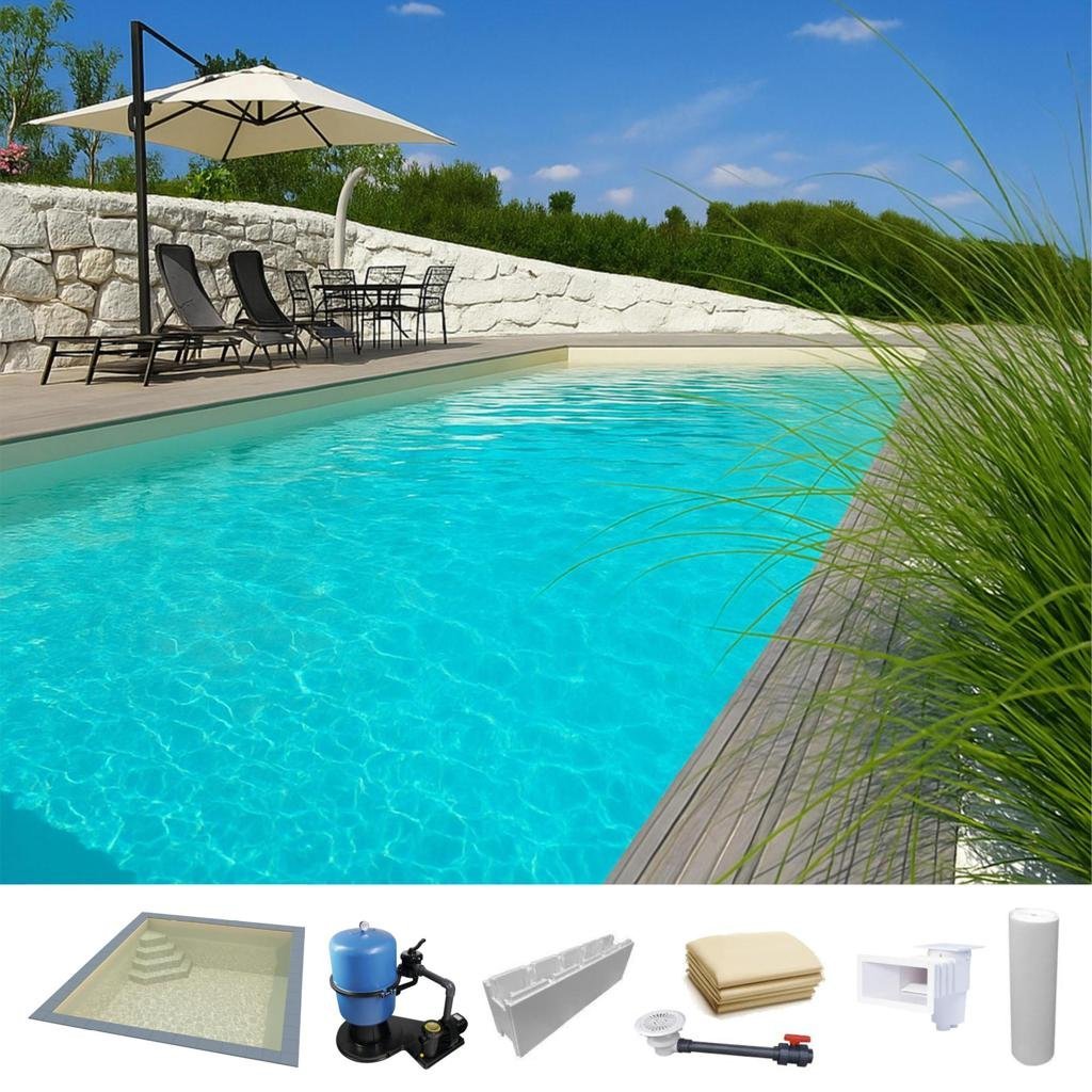 ll-2.jpg Piscine en kit polystyrène, 4 x 3 x 1,5m, échelle – kit de base â Couleur du liner: Beige/Sable | Épaisseur du liner: 0,90 mm - Image 1