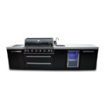 Mont Alpi 5-Burner Compact Black Outdoor Kitchen Island Gas Grill + Fridge Cabinet - Image 2