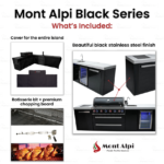 Mont Alpi 5-Burner Compact Black Outdoor Kitchen Island Gas Grill + Fridge Cabinet - Image 3