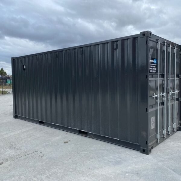 premiershippingcontainers_1644276506_2768714472001644738_4553681639-1-600x600-1-1.jpg 20′ new build, with two large awnings in the side wall, custom paint job, insulated ceiling, power and plywood lining. - Image 1