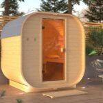 Sauna d’extérieur tonneau en bois massif pour 1 à 2 personnes 38mm 199x175x205cm KARIBU