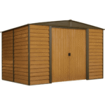 Arrow Woodridge 10' x 8' Galvanized Steel Storage Shed with Woodgrain Finish