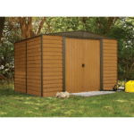 Arrow Woodridge 10' x 8' Galvanized Steel Storage Shed with Woodgrain Finish - Image 4
