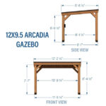 Backyard Discovery Arcadia 12' x 9.5' Cedar Wood Slope Roof Gazebo Patio Pavilion with Black Steel Roof and PowerPort - Image 4