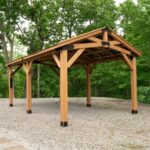 Backyard Discovery Norwood 20' x 12' Cedar Wood Pavilion Carport Heavy-Duty Gazebo Shelter with Steel Roof and PowerPort - Image 3