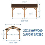 Backyard Discovery Norwood 20' x 12' Cedar Wood Pavilion Carport Heavy-Duty Gazebo Shelter with Steel Roof and PowerPort - Image 5
