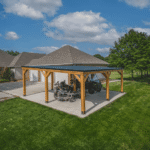 Backyard Discovery Kingsport 20' x 20' Cedar Wood Carport Heavy-Duty Outdoor Vehicle Shelter with Black Steel Roof and PowerPort - Image 4