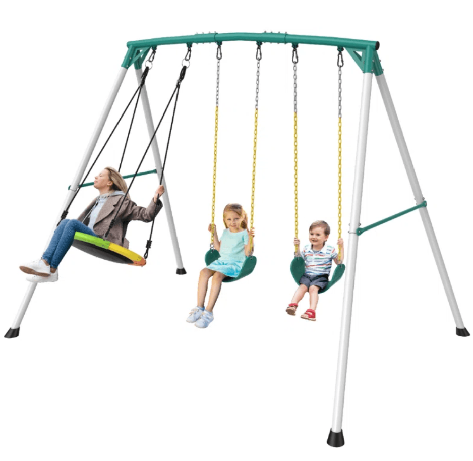 saybrokeeer-product-56-image-1.png Designasofa 9.5 Ft. Heavy-Duty Metal Outdoor Swing Set with Saucer Swing and 2 Swings - Image 1