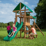 Backyard Discovery Canyon Creek Cedar Wood Outdoor Playset with Slide and Kitchen - Image 5
