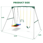 Designasofa 9.5 Ft. Heavy-Duty Metal Swing Set with Belt Swing and Trapeze Bar - Image 3