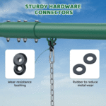 Designasofa 9.5 Ft. Heavy-Duty Metal Swing Set with Belt Swing and Trapeze Bar - Image 4
