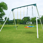 Designasofa 9.5 Ft. Heavy-Duty Metal Swing Set with Belt Swing and Trapeze Bar - Image 5