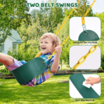 Designasofa 660 lbs Heavy-Duty Metal Swing Set with Platform Swing and 2 Belt Swings - Image 3