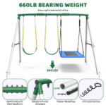 Designasofa 660 lbs Heavy-Duty Metal Swing Set with Platform Swing and 2 Belt Swings - Image 4