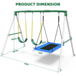 Designasofa 660 lbs Heavy-Duty Metal Swing Set with Platform Swing and 2 Belt Swings - Image 6