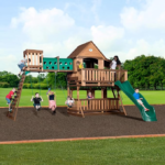 Backyard Discovery Woodridge Elite Wooden Swing Set with Wave Slide and Clubhouse - Image 2