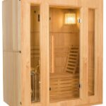 Sauna Finlandais Vapeur Feroe 3 Places en Hemlock 1500x1200x1900mm Poêle Electrique 4.5kW