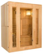 Sauna Finlandais Vapeur Feroe 3 Places en Hemlock 1500x1200x1900mm Poêle Electrique 4.5kW