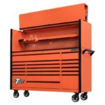 Scratch & Dent, Extreme Tools DX Series 72″ x 21″ Triple Bank Roller Cabinet, 17 Drawers – Orange/Black Showroom Demo - Image 4